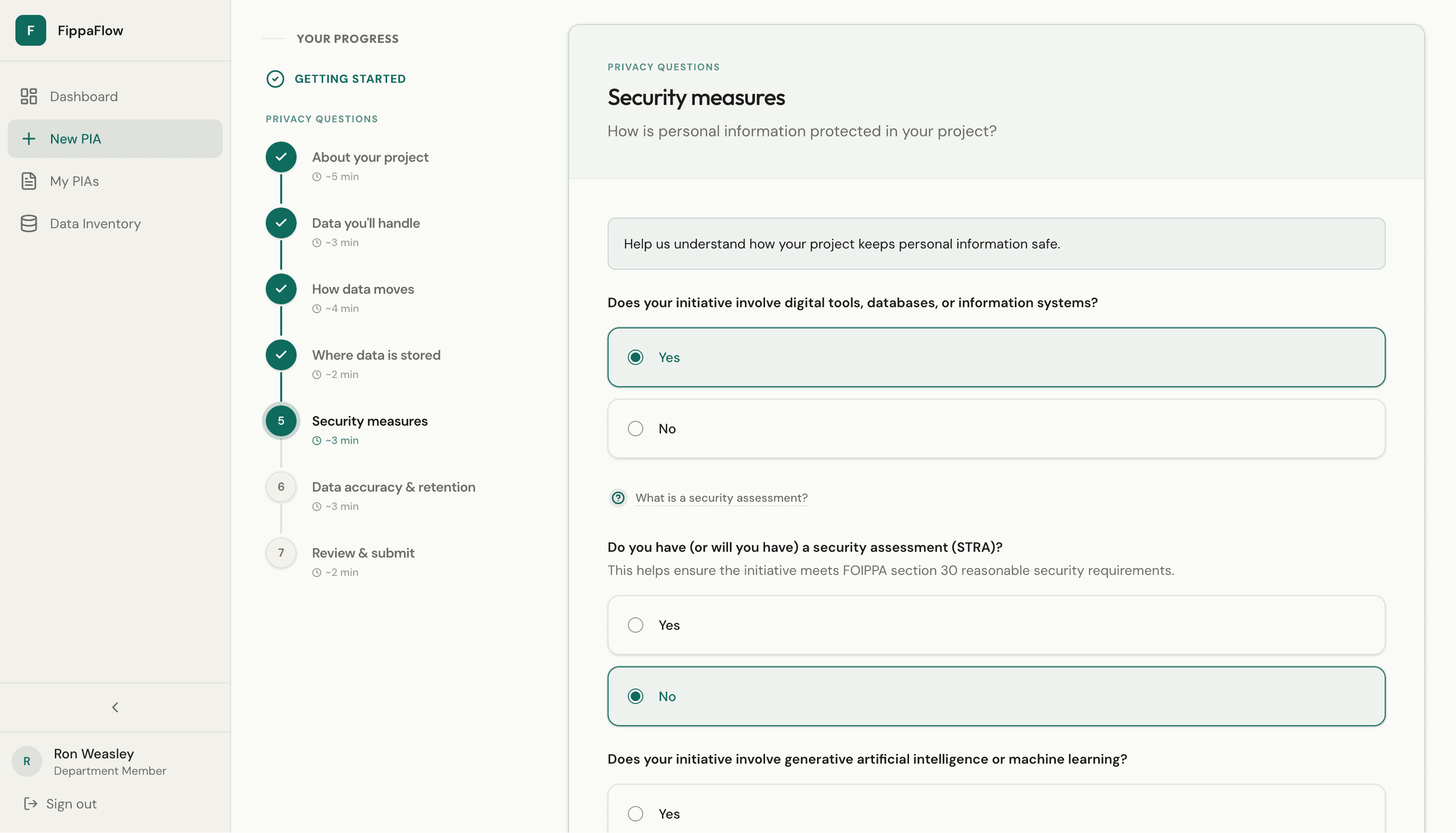 Answer security questions
